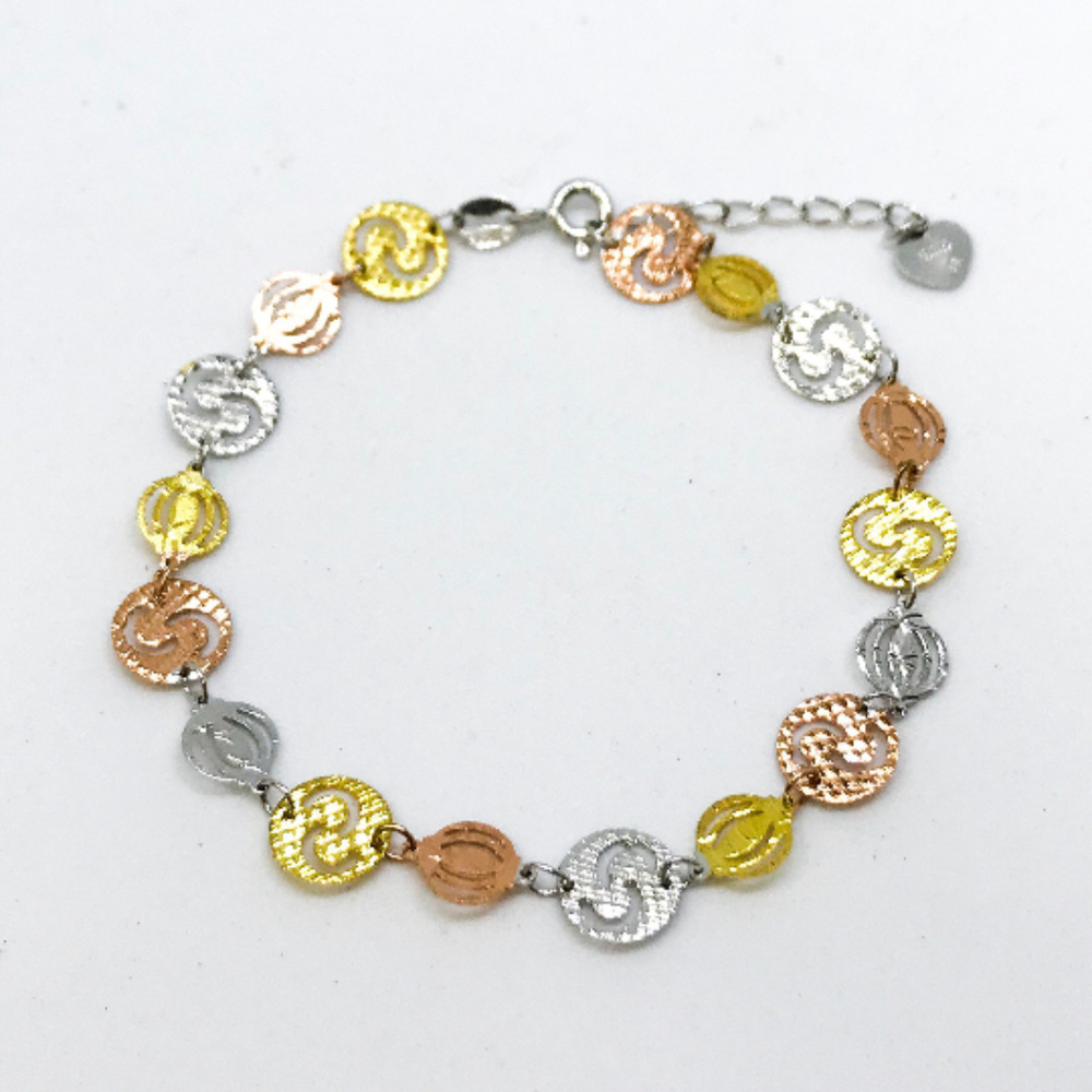 Gold Sterling Silver Circle Link Bracelet